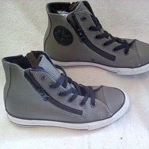 Converse Dual Zippered and Lace Up Grey Vinyl